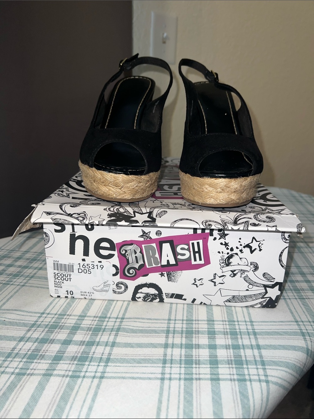 Women’s Black Espadrille Wedge Slingback Sandals